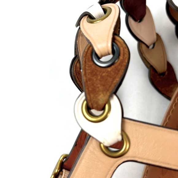 Coach Mid Heel Sandal Links Size 6.5 white Nude Brown Tones - Picture 12 of 15